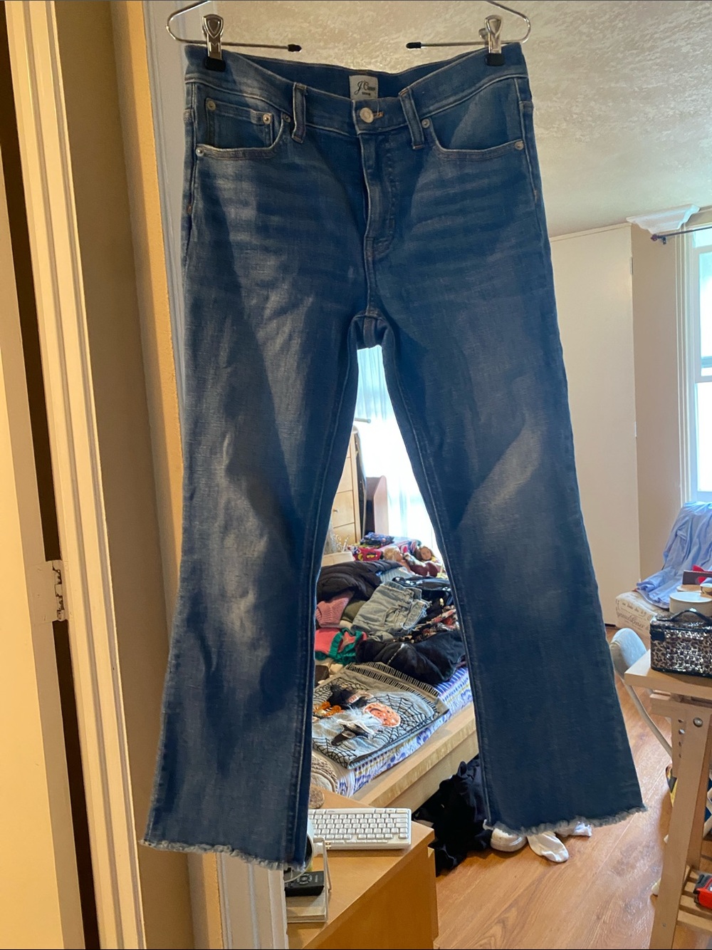 J. Crew Dark Blue Flare Jeans Billie Demi boot crop size 29